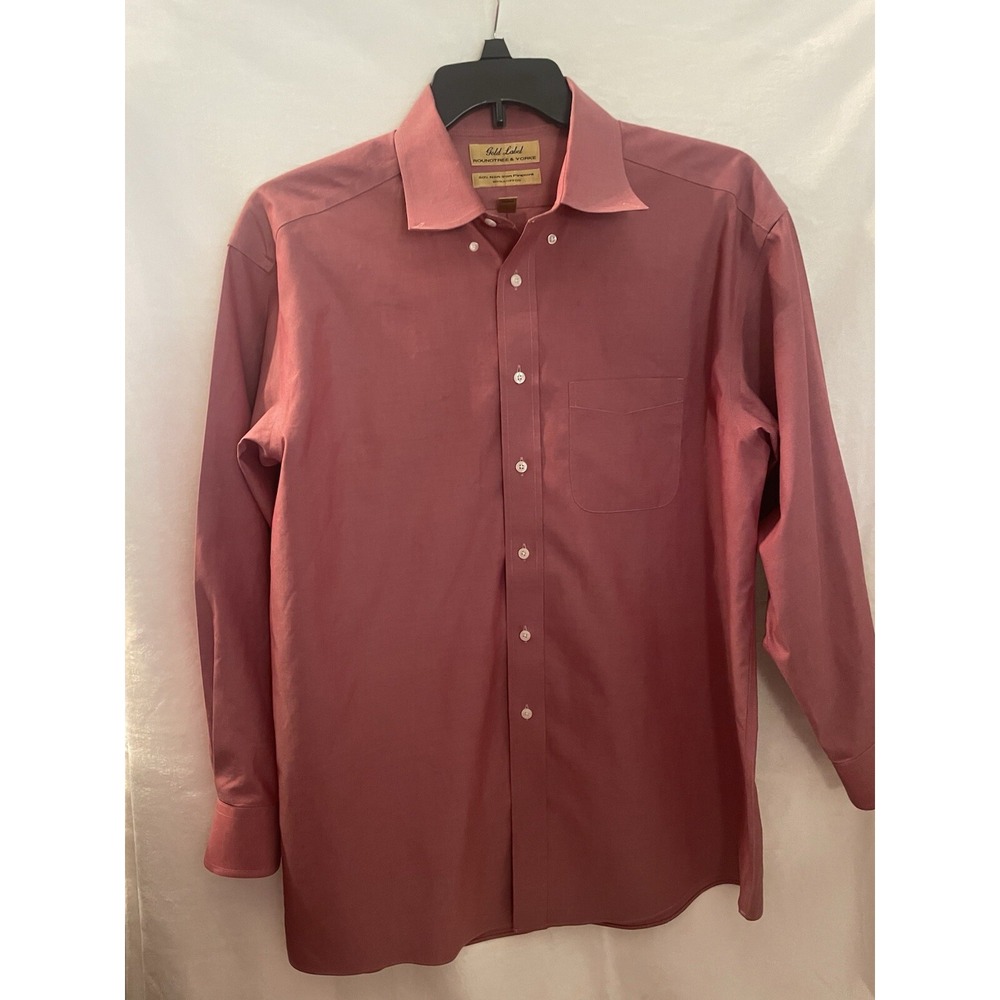 Roundtree‎ & Yorke Gold Label Dress Shirt Mens 16./33 Rose Fitted No Iron